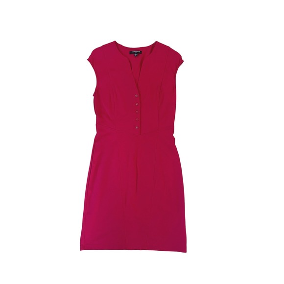 Sharagano Dresses & Skirts - Sharagano Womens Red Cap Sleeve Sheath Dress Split Neck Size 6